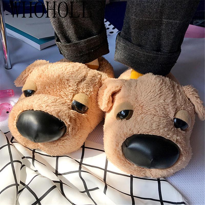 Slippers Funny Home Indoor Floor Shoes Cute Animal Dog Winter Thick Plush Lazy Warm Furry1