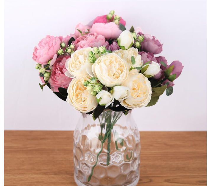 30cm Rose Pink Silk Peony Artificial Flowers Bouquet 5 Big Head and 4 Bud Fake Flowers for Home Wedding Decoration indoor Holding flowers, Mixed colors
30cm Rose Pink Silk Peony Artificial Flowers Bouquet 5 Big Head and 4 Bud Fake Flowers for Home Wedding Decoration indoor Holding flowers, Mixed colors