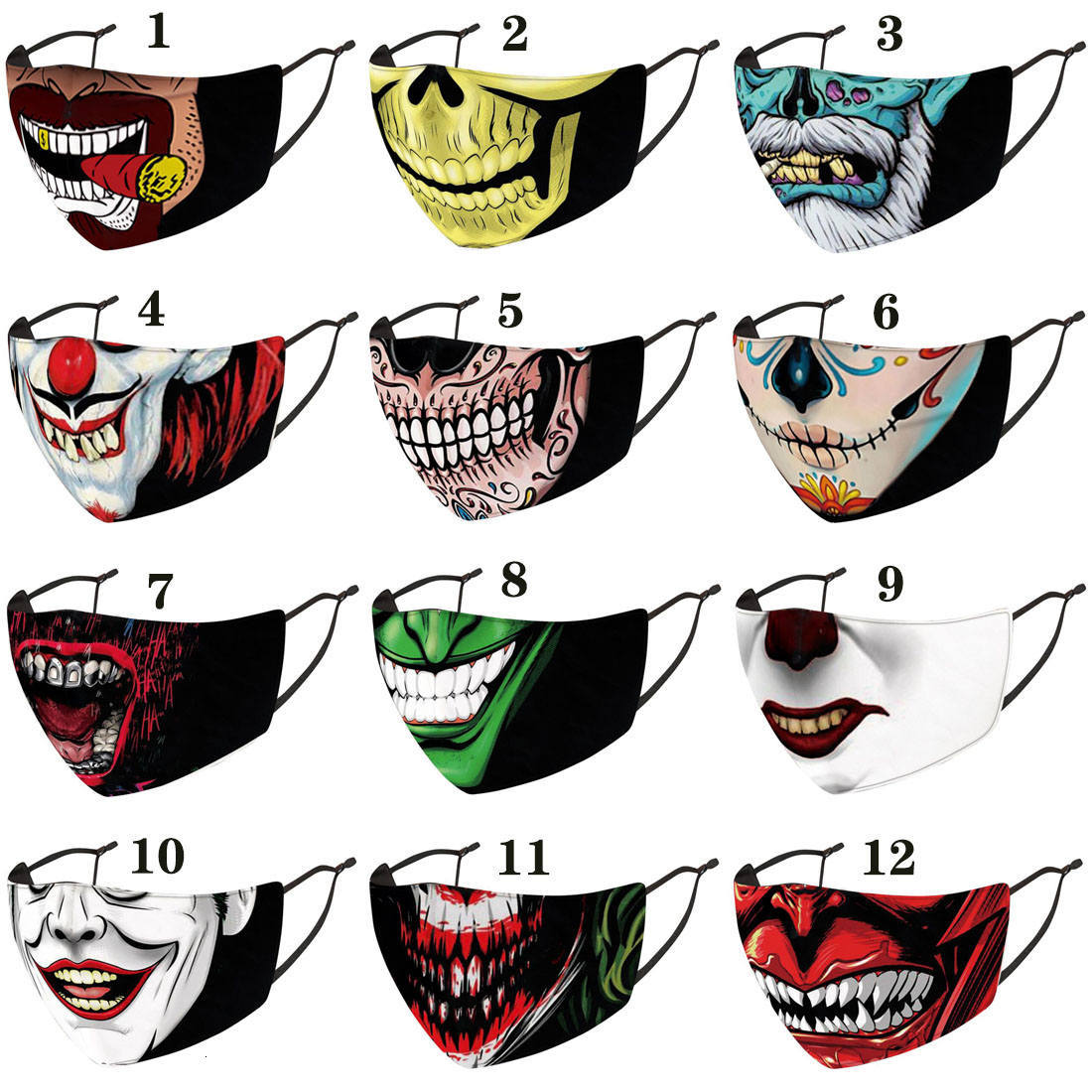 Halloween Christmas Clown Face Mask Designer Fashion Face Masks Printed Facemask Dustproof Windproof Party Masks Adult with Pm2.5 Filters 
Halloween Christmas Clown Face Mask Designer Fashion Face Masks Printed Facemask Dustproof Windproof Party Masks Adult with Pm2.5 Filters