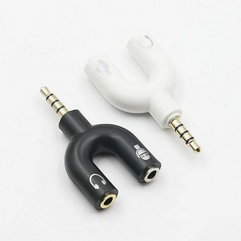 3.5mm Audio Cable 2 in 1 Splitter Stereo Plug with Mic & Headphone Earphone Adapters for Smartphone MP3 MP4 Player Game