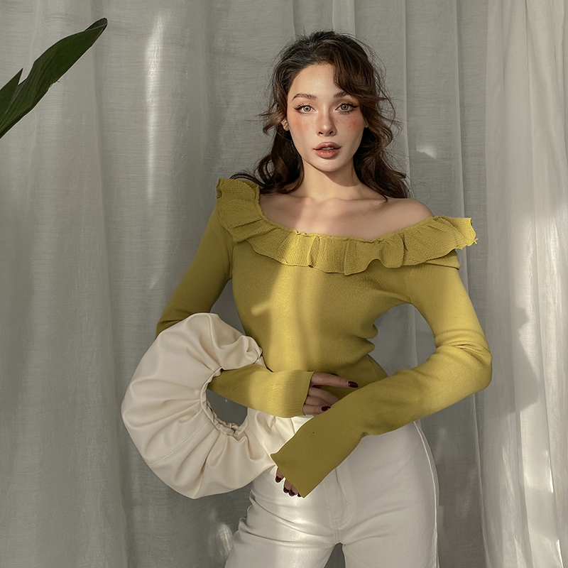 2021 Autumn New Square Neck Edge of Lotus Leaf Elastic Long Sleeve Comfortable Knit Women' Droopy Sweaters D1LR, Yellow
2021 Autumn New Square Neck Edge of Lotus Leaf Elastic Long Sleeve Comfortable Knit Women' Droopy Sweaters D1LR, Yellow