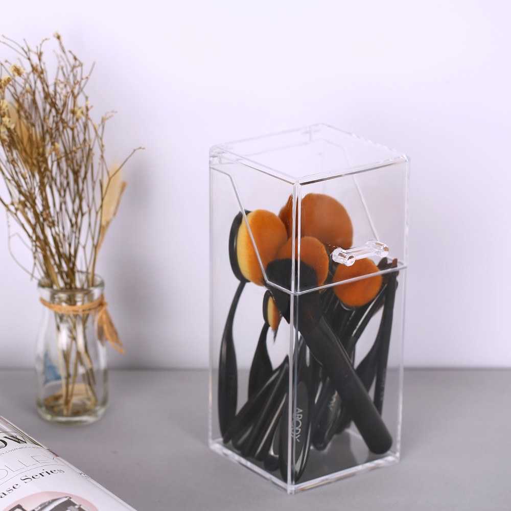 Clear Dustproof Brushes Organizer Storage Box Acrylic Cosmetic Makeup Brush Holder Stand