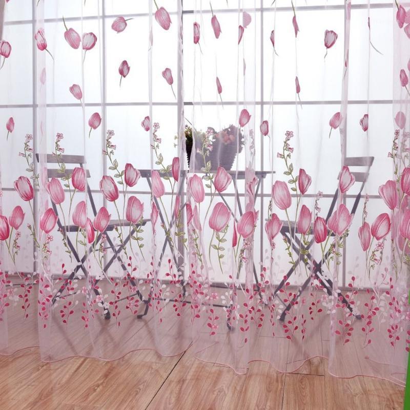 

Sheer Voile Tulle Window tulle Curtains Bedroom Living Room Balcony Flowers Printed Sun-shading Translucent Curtain1