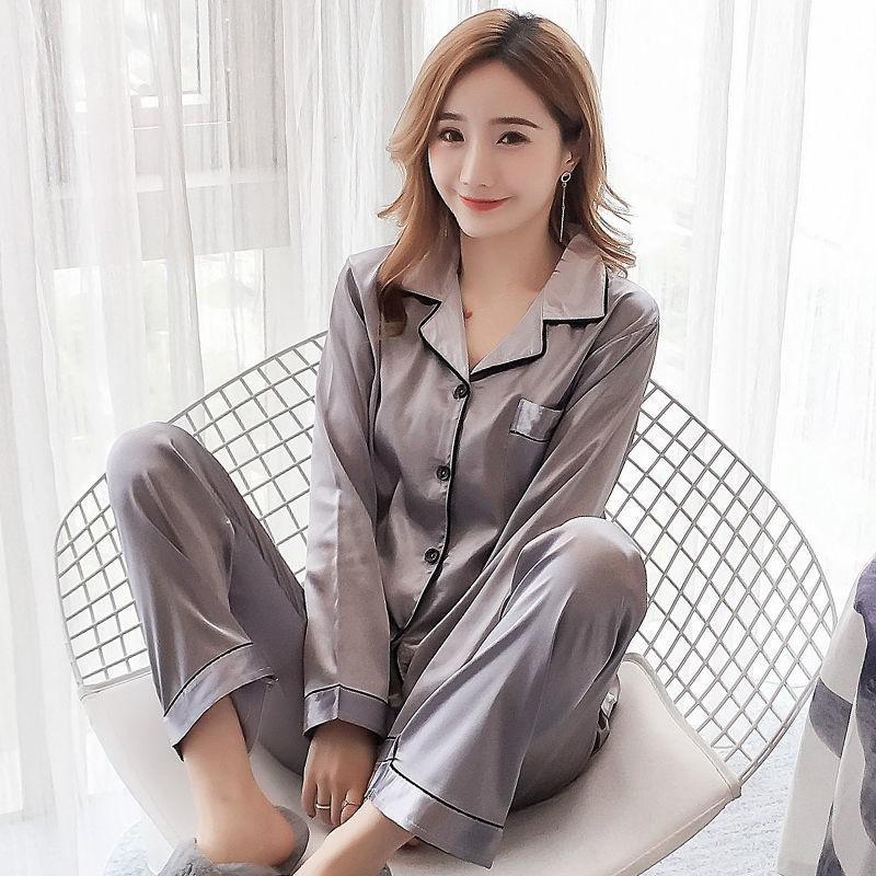 Navy Blue Men Satin Pajamas Set 2pcs Shirt &pants Plus Size Pyjamas Suit Long Sleeve Couple Sleepwear Nightwear 3xl 4xl 5xl