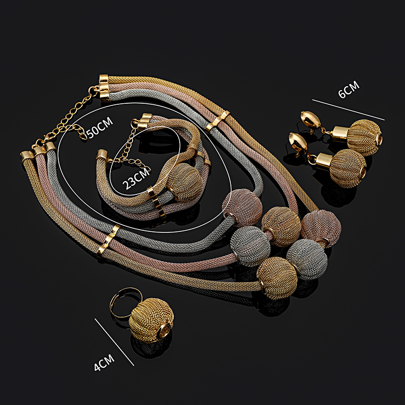 Fani Exquisite Dubai Gold Colorful Jewelry Set Nigerian Wedding woman accessories jewelry set African Beads costume Jewelry Set 201222