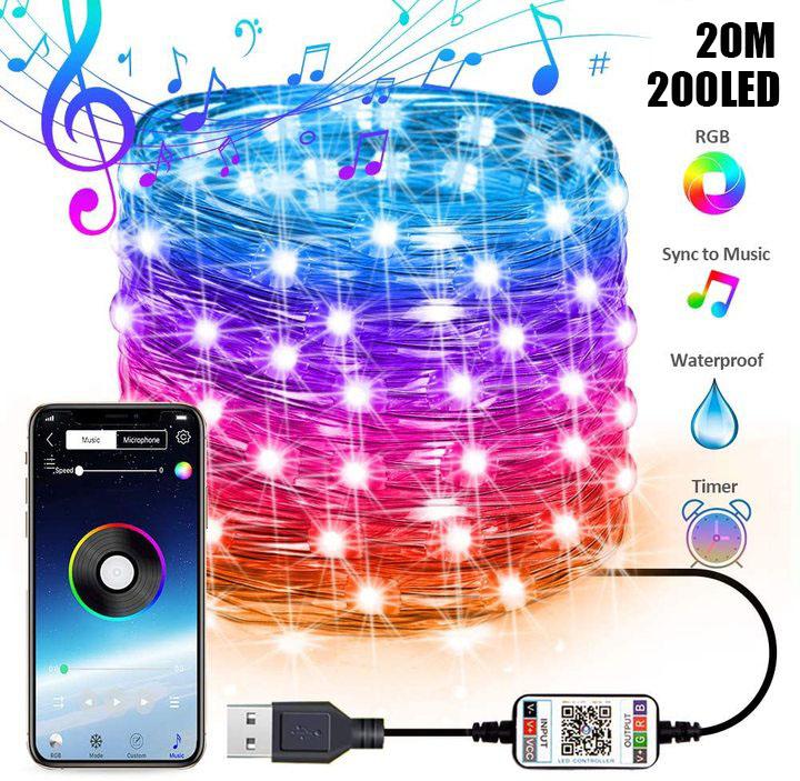 2-20m Christmas Tree Decoration Lights Smart Bluetooth LED xmas String Lights App Remote Control Christmas decor for home