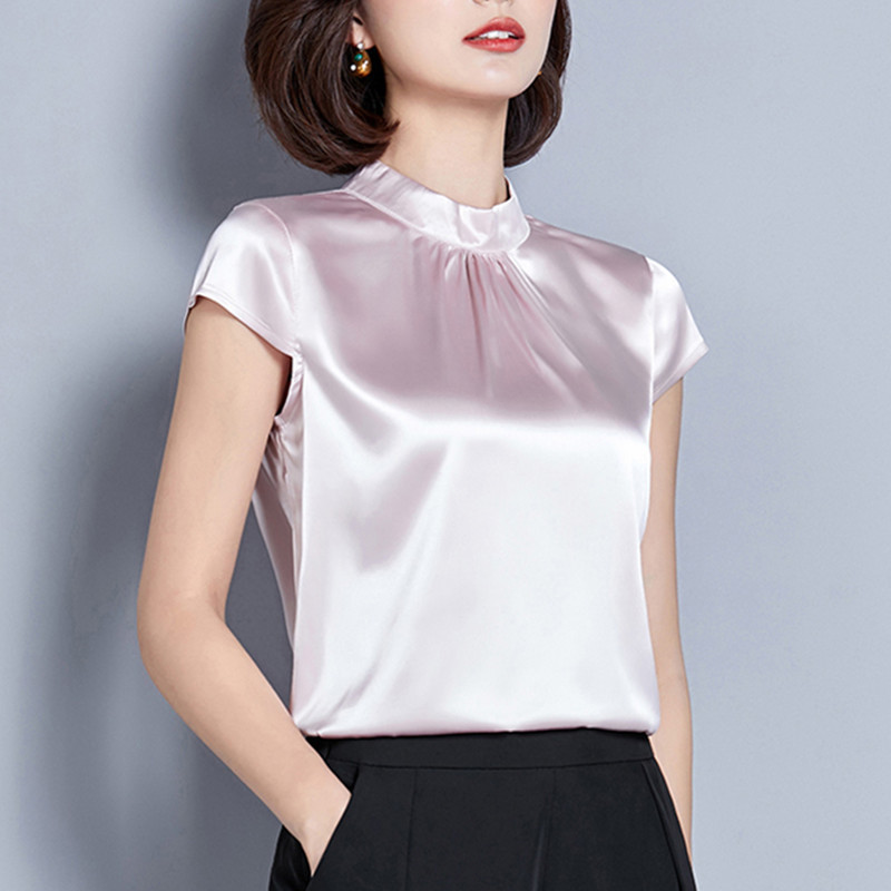 Womens Tops and Blouses Casual OL Silk Blouse Summer Loose Basic Satin Shirt Work Wear Blusas Feminina Tops Shirts Plus Size XXL T200322
