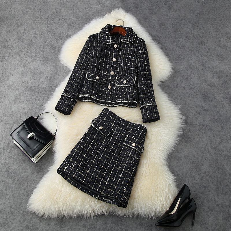 2020 Fall Autumn Long Sleeve Peter Pan Neck Blue Plaid Tweed Single-Breasted Jacket + Buttons Short Skirt Two Piece 2 Pieces Set LO1911416, White
2020 Fall Autumn Long Sleeve Peter Pan Neck Blue Plaid Tweed Single-Breasted Jacket + Buttons Short Skirt Two Piece 2 Pieces Set LO1911416, White