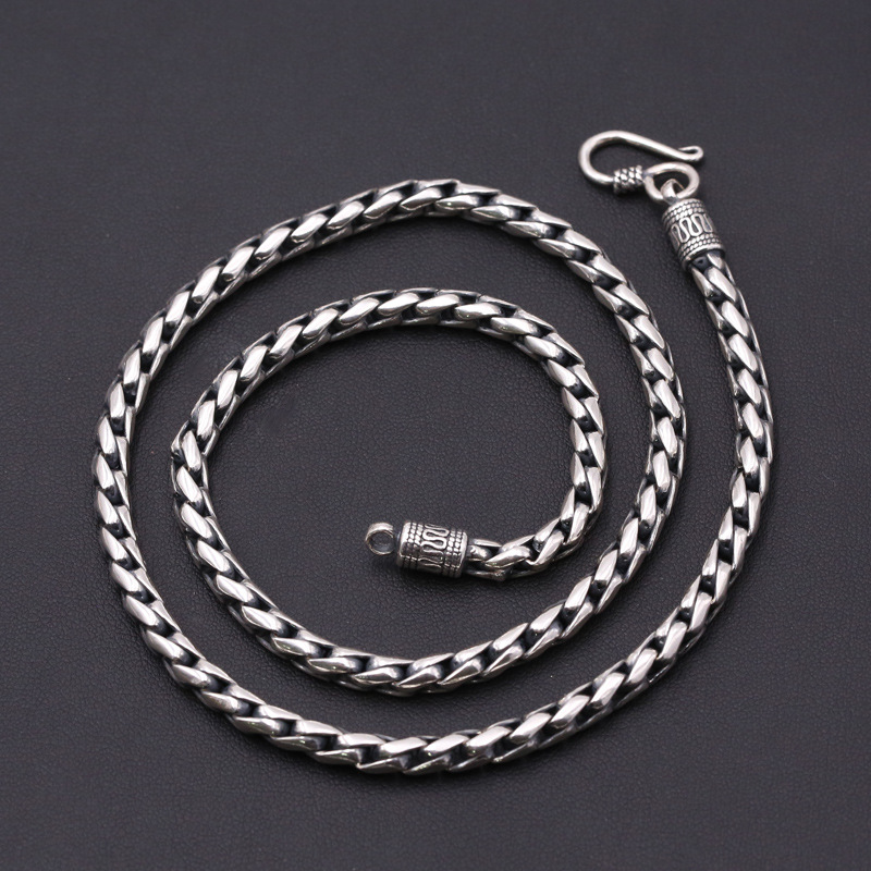 925 sterling silver vintage jewelry snake chain necklace American European antique silver handmade punk gothic designer vintage necklaces