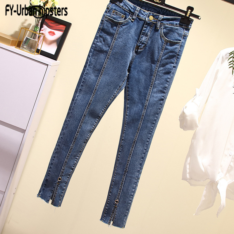 Mid waist Straight Jeans women Loose Washed Denim Pants Stitching Jeans Women AnkleLength Jeans Casual Nine split leg pants 201105