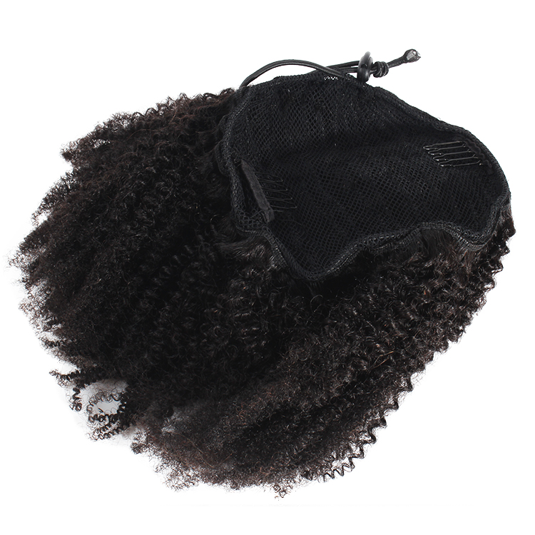 Afro Kinky Curly Drawstring Ponytail for Black Women Raw Indian Human Hair 4C curly Kinky Clip in Ponytail Extensions 100g
