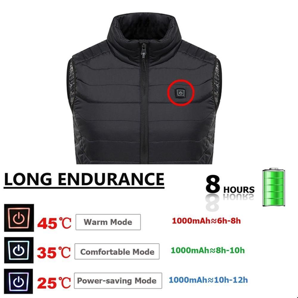 Winter Outdoor Jacke Men Electric Heated Vest USB Heating Vest Winter Thermal Cloth Feather Camping Hiking Warm Hunting Jacke 201120
