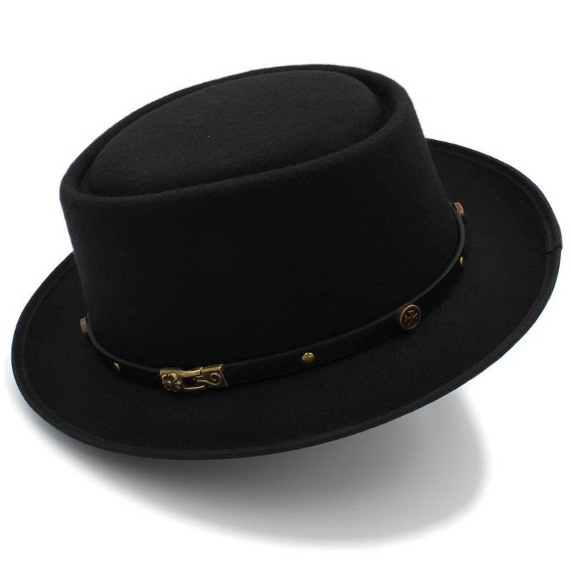Fashion Women Men Pork Pie Hat Dad Wool Flat Fedora Hat For Gentleman Gambler Fascinator Trilby Size 58CM, Black
Fashion Women Men Pork Pie Hat Dad Wool Flat Fedora Hat For Gentleman Gambler Fascinator Trilby Size 58CM, Black
