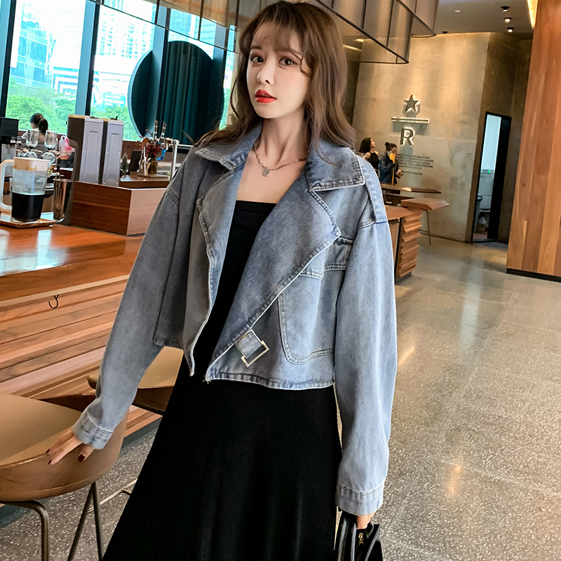 Ly Varey Lin Vintage Denim Jacket Loose Coat Women Spring Turndown Collar Retro Short Jean Jacket Big Pocket Female Overcoat 201112