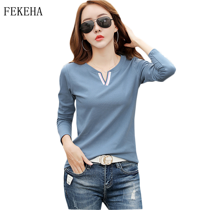 T Shirt Women Tee Tops New Autumn 95% Cotton Long Sleeve V Neck Female T-Shirt White Casual Basic Classic Clothes 201125, Blue
T Shirt Women Tee Tops New Autumn 95% Cotton Long Sleeve V Neck Female T-Shirt White Casual Basic Classic Clothes 201125, Blue