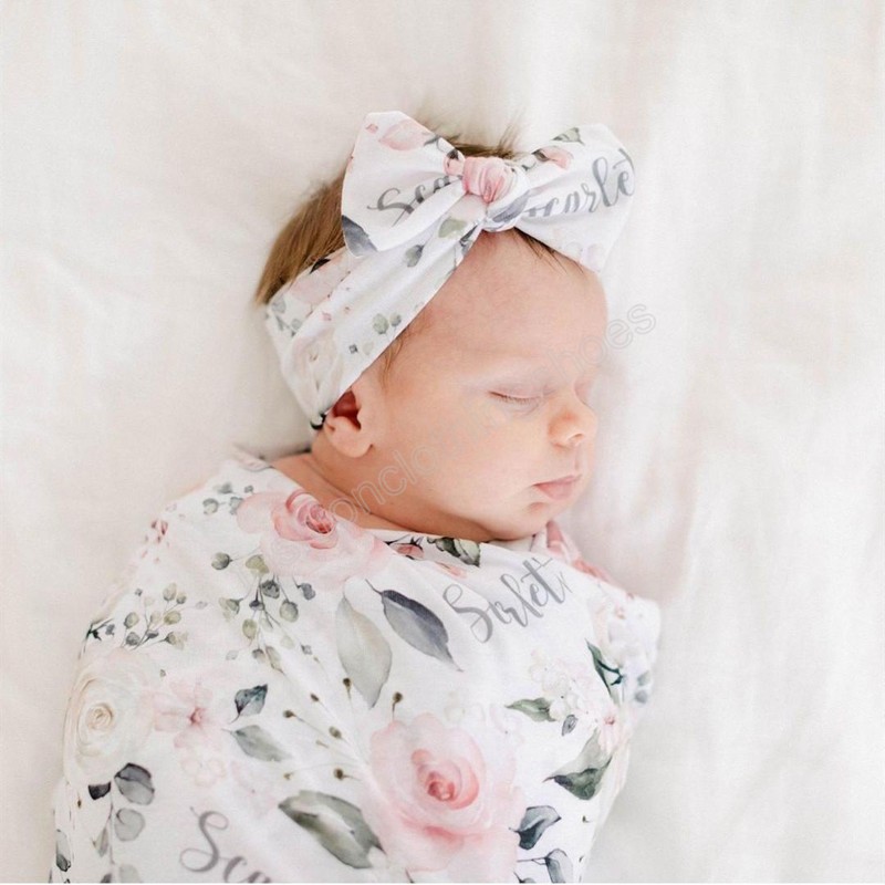 Newborn printed Sleeping Bags donut hat headband and blanket three-piece suit baby swaddle wrap towel sets