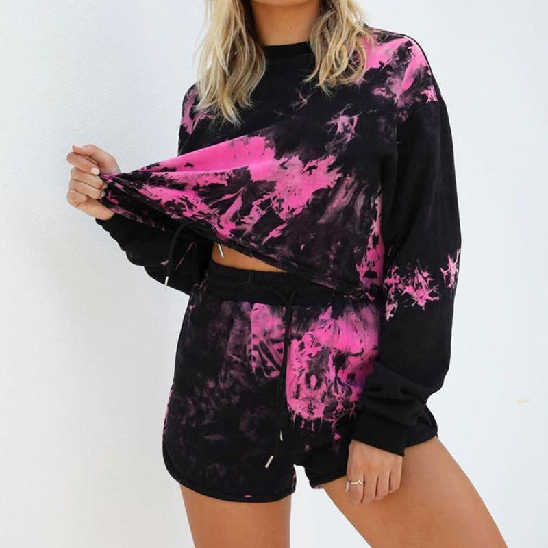 Perimedes Women Floral Print Tie-dye Round Neckline Sports Suit Female Drawstring Sexy Casual Two-Piece Set survetement#g251, Black
Perimedes Women Floral Print Tie-dye Round Neckline Sports Suit Female Drawstring Sexy Casual Two-Piece Set survetement#g251, Black