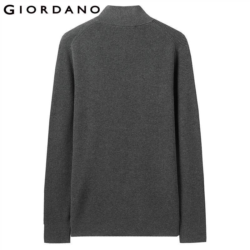 Giordano Men Sweaters Zippered Half Placket Mockneck Pullover Sweater 12 Needle Knitting Ribbed Cuffs Hem Sueter Hombre 01050805 201022