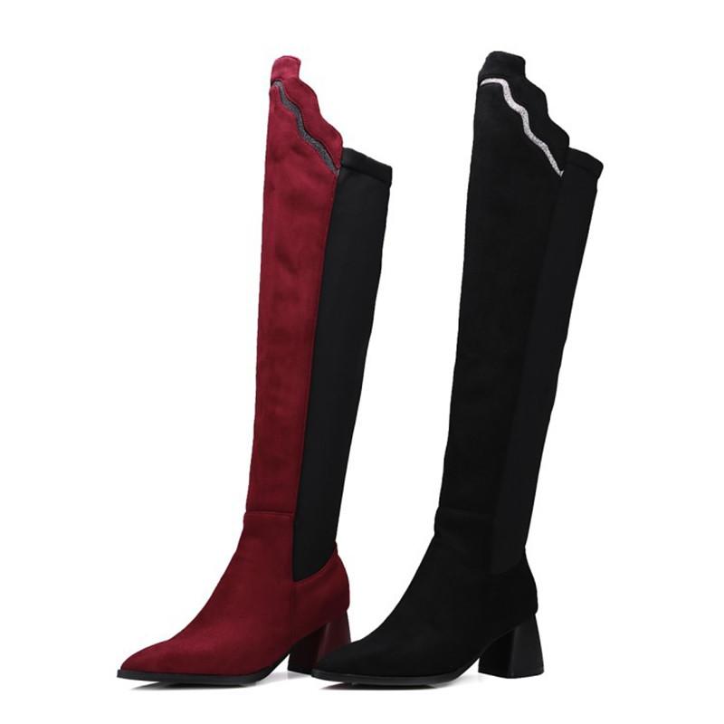 Feminine Over the Knee Boots Flock Ruffles Fashion Long Motorcycle Bootie Big size 34-43 Hoof Med Heels Winter Fur Women Pumps, Black
Feminine Over the Knee Boots Flock Ruffles Fashion Long Motorcycle Bootie Big size 34-43 Hoof Med Heels Winter Fur Women Pumps, Black
