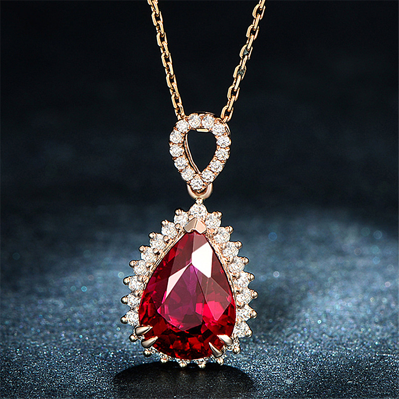 Water Drop Diamond Necklace Sterling Silver Gold Plated Woman Crystal Necklaces Fashion Engagement Wedding Bride Designer Jewelry Mom Birthday Gift Wi