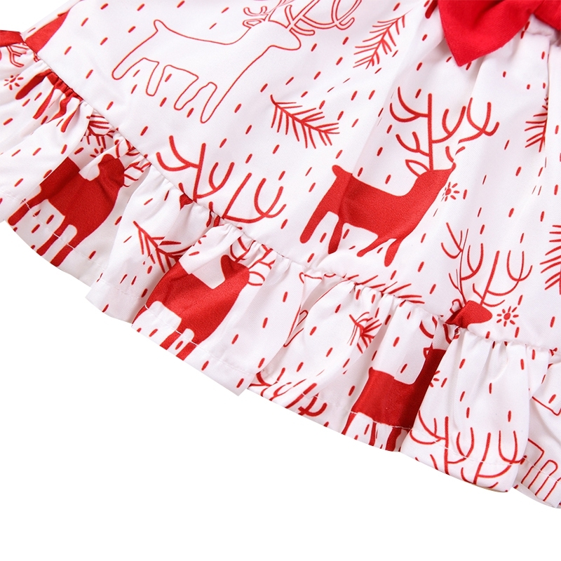 Baby Girl Christmas Set Kids Long Sleeve +Cartoon Flared Sleeves Tops Elk Pattern Strap Skirt with Headband 3pcs OutfitsX1019