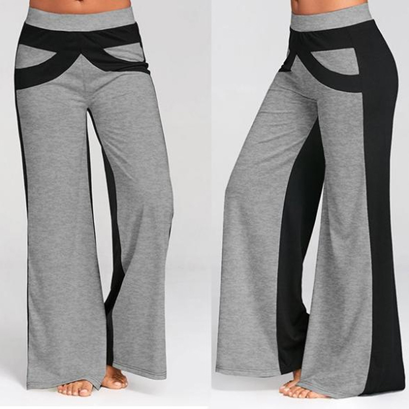 Women Fashion Colorblock High Waist Wide leg Pants Sweatpants Women Plus Size Casual Loose Sweatpants Hot Sale 201109