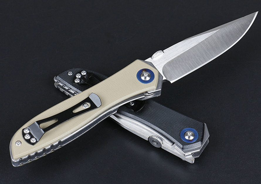 High Quality 0640 Ball Bearing Folding Knife 9Cr13Mov Satin Blade G10 + Steel Sheet Handle EDC Knives With Retail Box