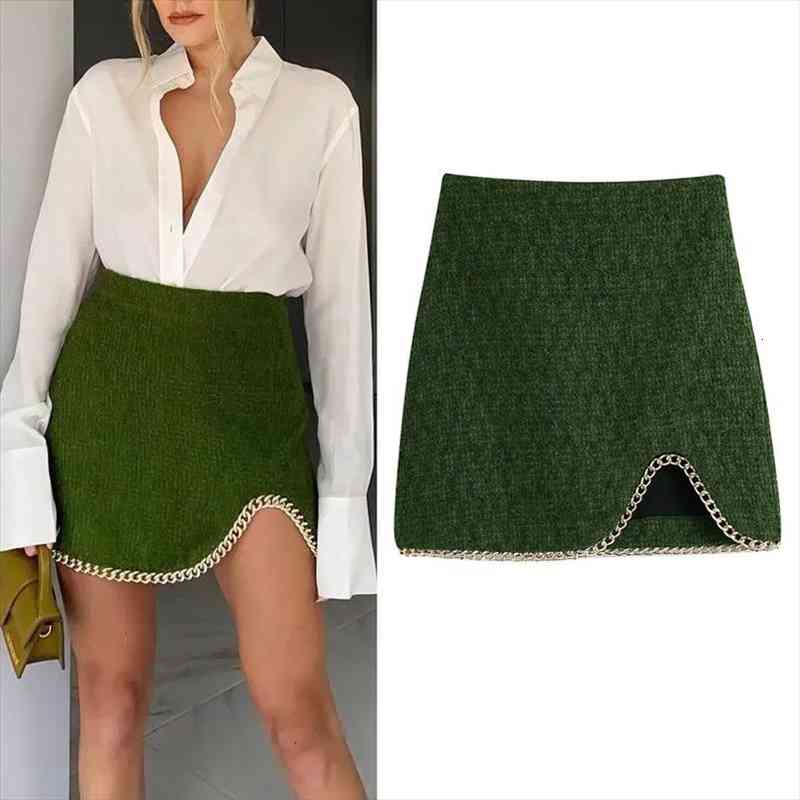 Za Green Tweed Skirt Women High Waist Mini Skirts Woman Fashion Chain Slit Short Skirts Autumn Winter Vintage Tight Skirt, Black
Za Green Tweed Skirt Women High Waist Mini Skirts Woman Fashion Chain Slit Short Skirts Autumn Winter Vintage Tight Skirt, Black