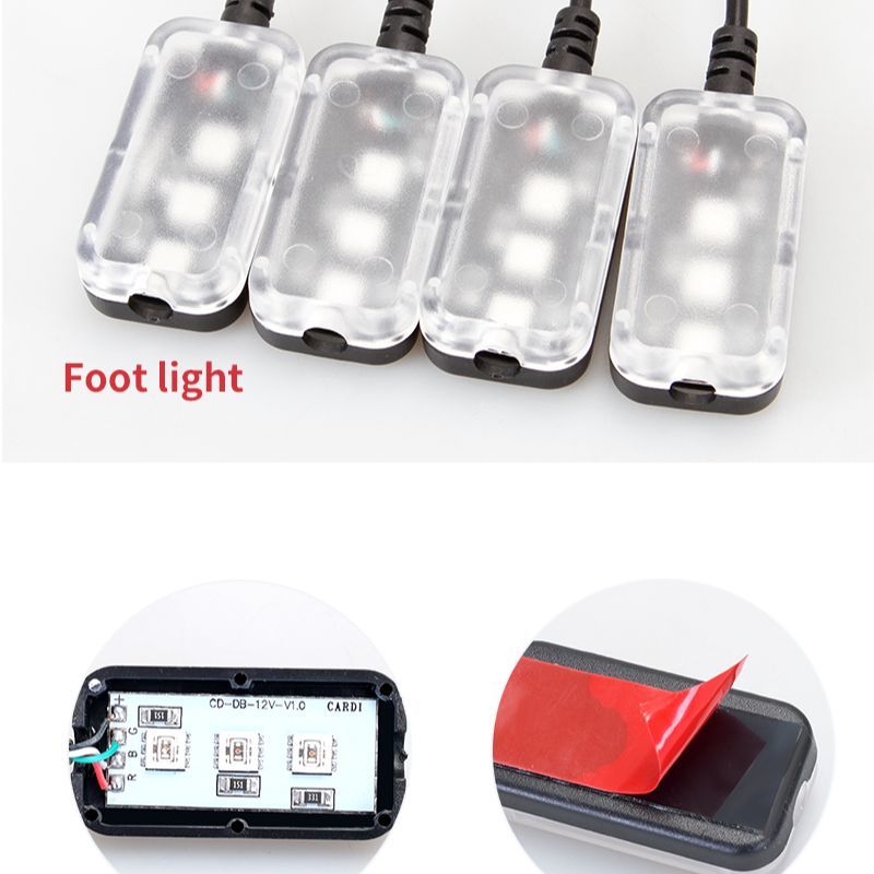 Car Interior Ambient Light Backlight EL Neon Strip 12V RGB Multiple Modes App Sound Control Auto Decorative Door Atmosphere Lamp