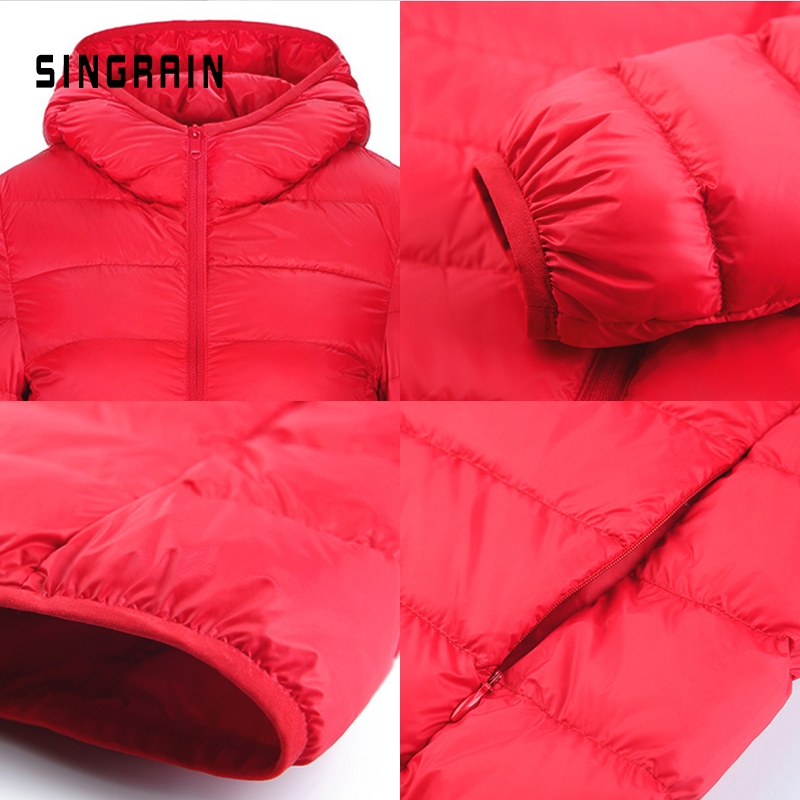 Down jacket women hooded ultra thin 90% Ultra Light duck down coat Female winter large sizes Solid Portable warm jackets woman T200107