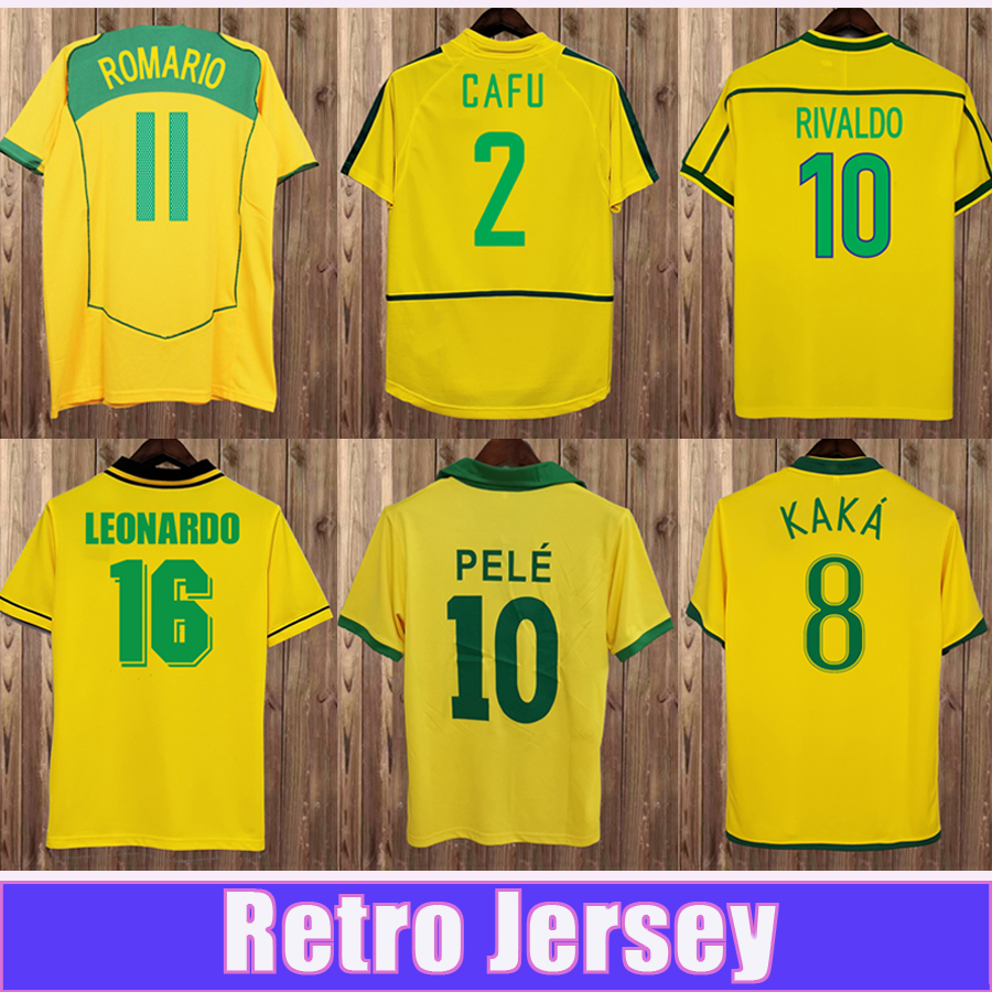 1998 DUNGA Retro Mens Soccer Jerseys 1994 ROMARIO PELE RONALDINHO RIVALDO CARECA LEONARDO R. CARLOS FABIANO D. ALVES Home Away Football Shirts