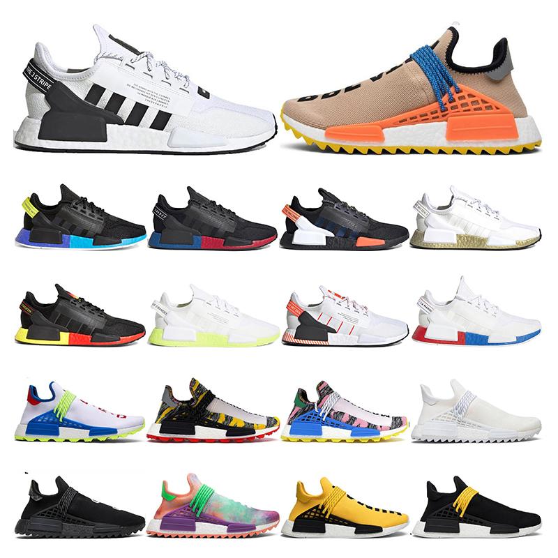 NMD R1 V2 mens running shoes Black Carbon Shock Yellow triple black red white blue men women stylist sneaker trainers