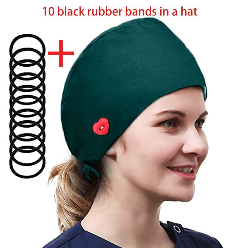 Berets Women Solid Color Buttons Scrub Cap With 10Pcs Hair Ties Bouffant Hat Q1QA, Pl
Berets Women Solid Color Buttons Scrub Cap With 10Pcs Hair Ties Bouffant Hat Q1QA, Pl