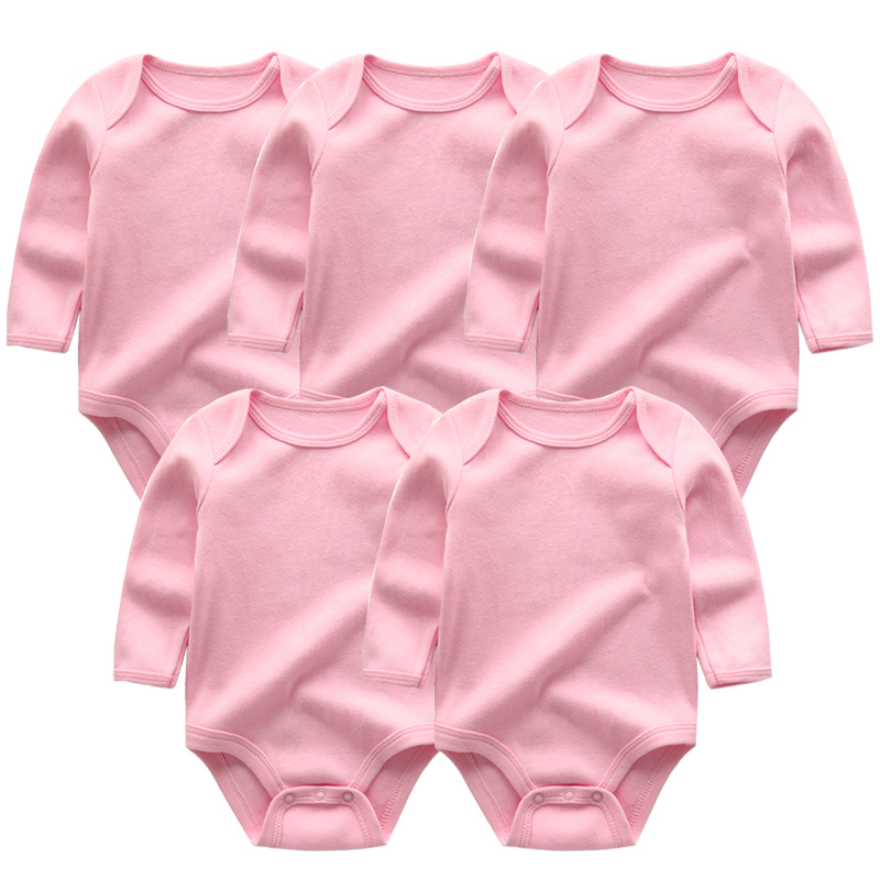 Baby Girl Boys Romper 5pcs/Lots Newborn Sleepsuit Infant Baby Clothes Long Sleeve Solid color Jumpsuits Unisex Baby custome 201127