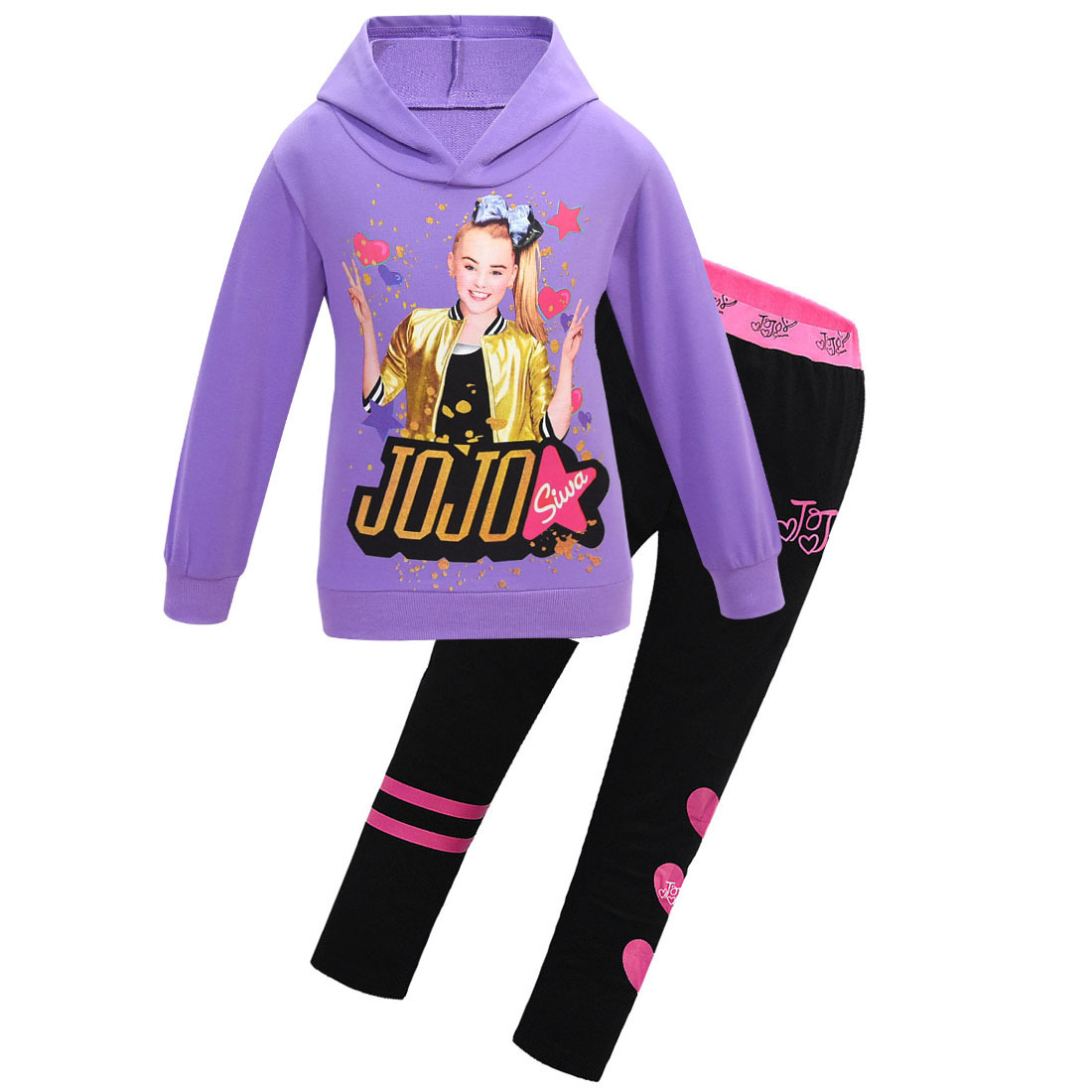 Girls JOJO Siwa Baby Kids Sets Winter Clothes T-shirt+pants 2pcs Long Sleeve Zipper Set Spring Hoodies Teen Girls Xmas OutfitsX1019