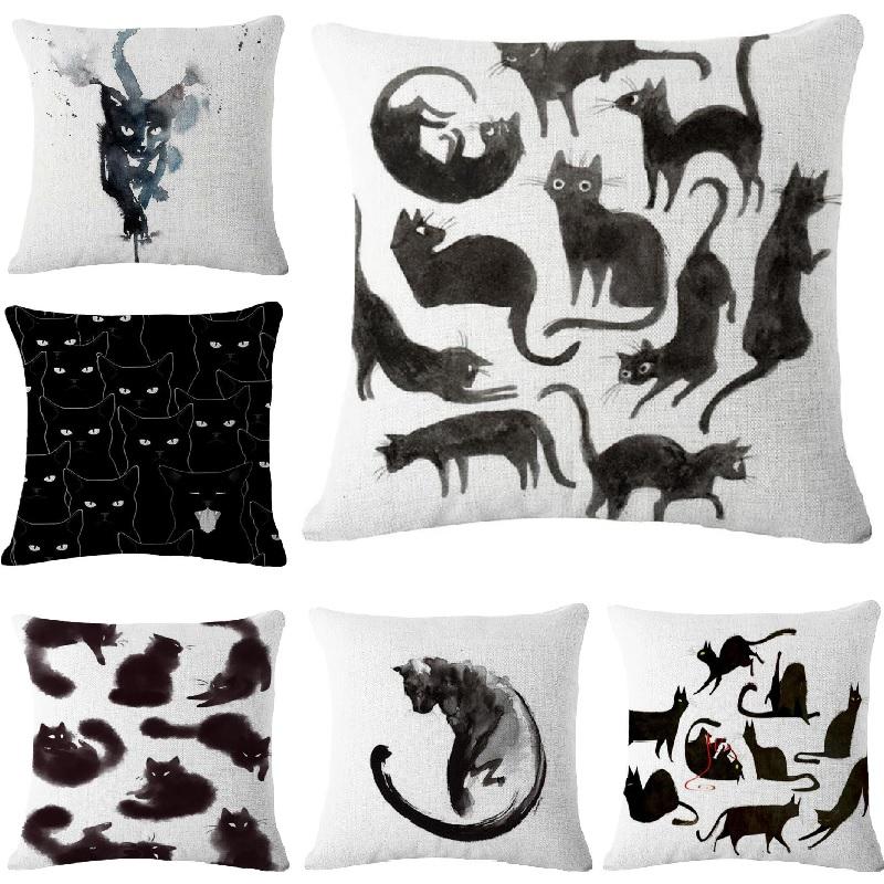 Cushion Cover Black Cat Printed Linen Pillow Cover Car Sofa Case Throw Pillows Decorative Pillowcase Home Decoration Cushions
Cushion Cover Black Cat Printed Linen Pillow Cover Car Sofa Case Throw Pillows Decorative Pillowcase Home Decoration Cushions