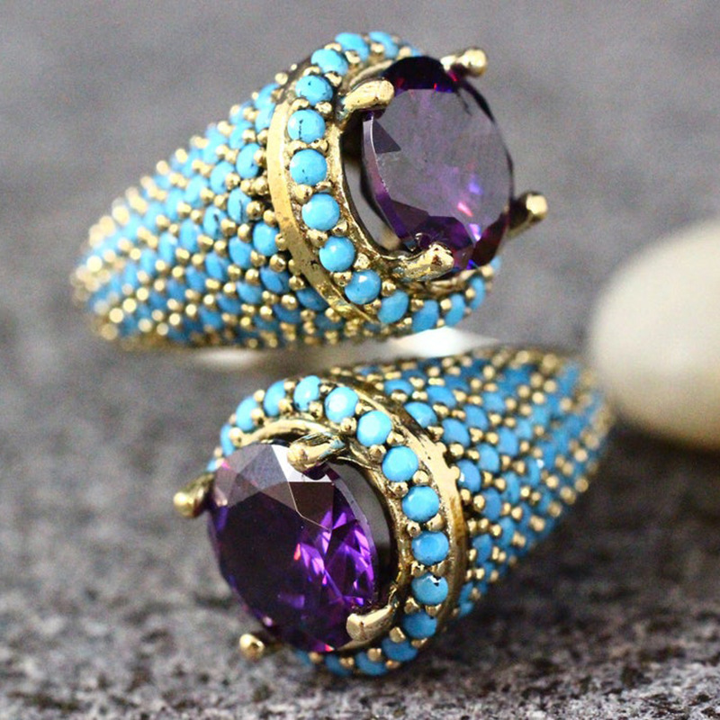 Vintage Gold Color Turquoise Beaded Opening Ring For Women Girls Punk Gothic Party Retro Purple CZ Stone Boho Jewelry Gift Wholesale
Vintage Gold Color Turquoise Beaded Opening Ring For Women Girls Punk Gothic Party Retro Purple CZ Stone Boho Jewelry Gift Wholesale