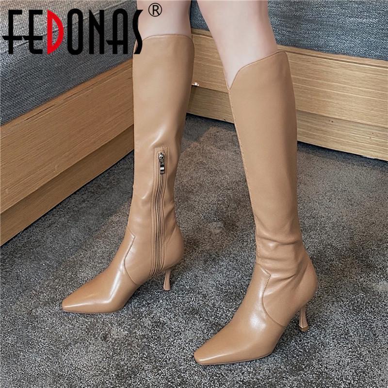 FEDONAS Elegant Knee High Boots For Women Wide Leg Genuine Leather High Heels Boots For Girls Wedding Party Tight1, Blackd
FEDONAS Elegant Knee High Boots For Women Wide Leg Genuine Leather High Heels Boots For Girls Wedding Party Tight1, Blackd