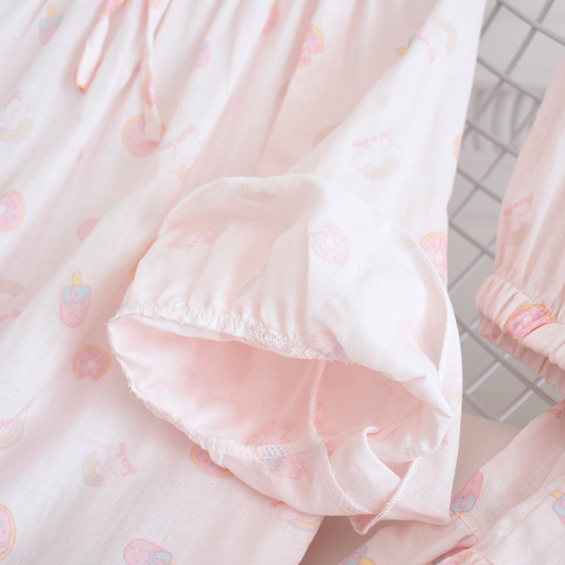 Women's Printed Longsleeved Trousers Loose 2 Piece Pajamas Cotton Home Clothes Stitching Frill Casual Lady Pijamas Verano Mujer T200429