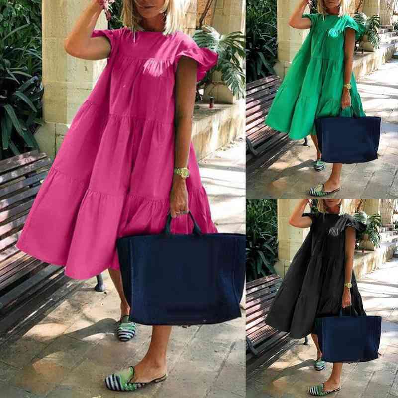 Fashion Women Dress Casual Solid Color O Neck Ruffled Short Sleeve Large Hem A Line Dress Easy To Match For, Black;gray
Fashion Women Dress Casual Solid Color O Neck Ruffled Short Sleeve Large Hem A Line Dress Easy To Match For, Black;gray