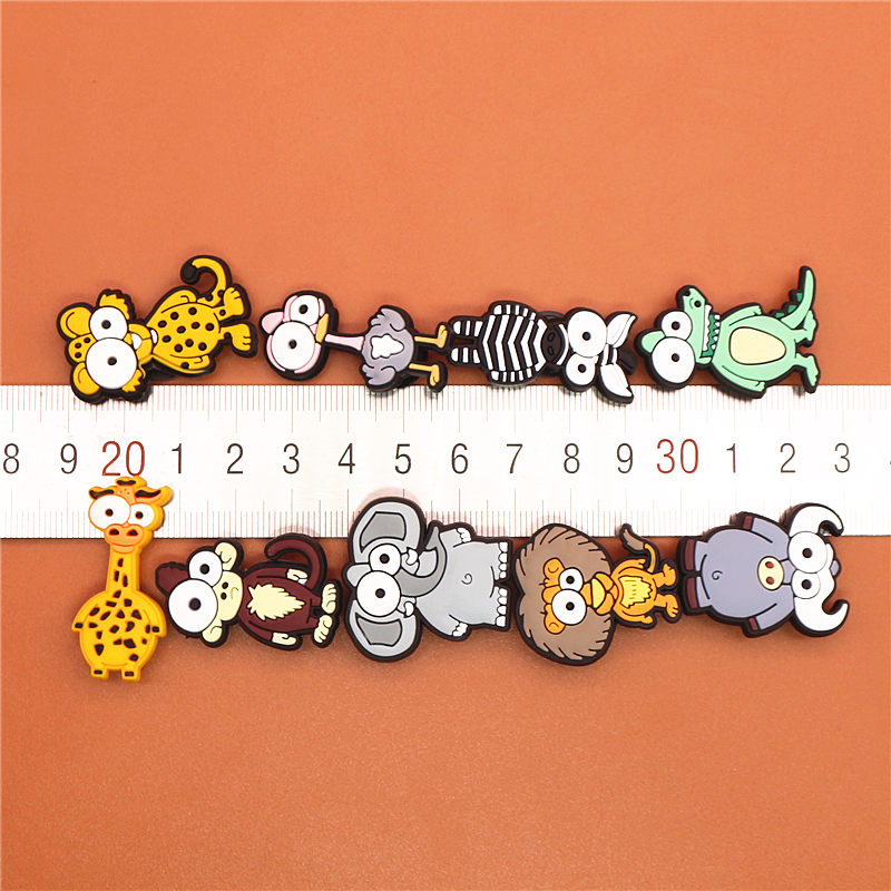 Funny Animals PVC Shoe Charms Elephant Shoe Accessories Bison Zebra Monkey Shoes Decoration Buckles Kid's Gifts