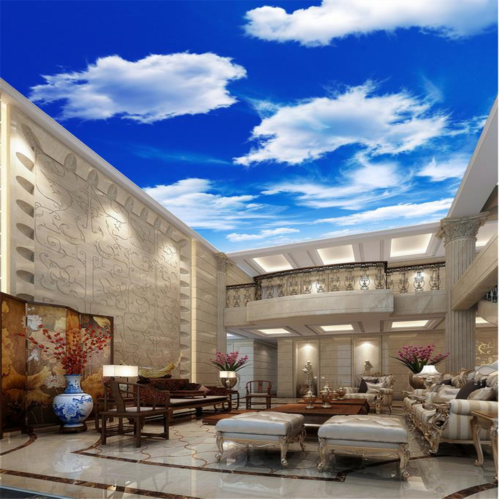 3d landscape wallpaper blue sky and white clouds living room bedroom ceiling ceiling mural