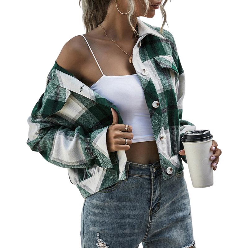 Women's Blouses & Shirts Women Plaid Polyester Coat Long Sleeve Lapel Neck Buttons Cropped Club Party Street Casual Cardigan, White
Women's Blouses & Shirts Women Plaid Polyester Coat Long Sleeve Lapel Neck Buttons Cropped Club Party Street Casual Cardigan, White