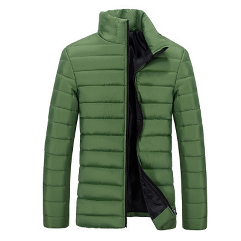 Fashion men's down coat thickened warm youth winter cotton coat casual solid color stand collar gray goose down jacket parka 201223