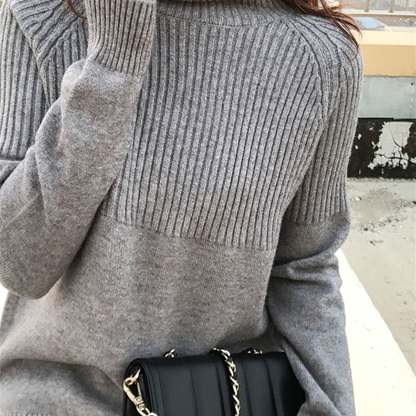 High quality turtleneck ladies winter pullover cashmere solid knit fall fashion sweater 201222