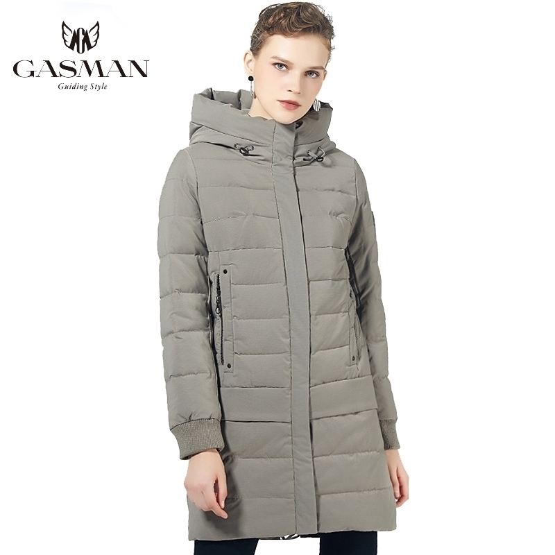 GASMAN Winter Solid Hooded Long Coat Jacket Women Warm Black Coat Parka Windproof Female Zipper Fashion Puffer Down Jacket 1820 201019