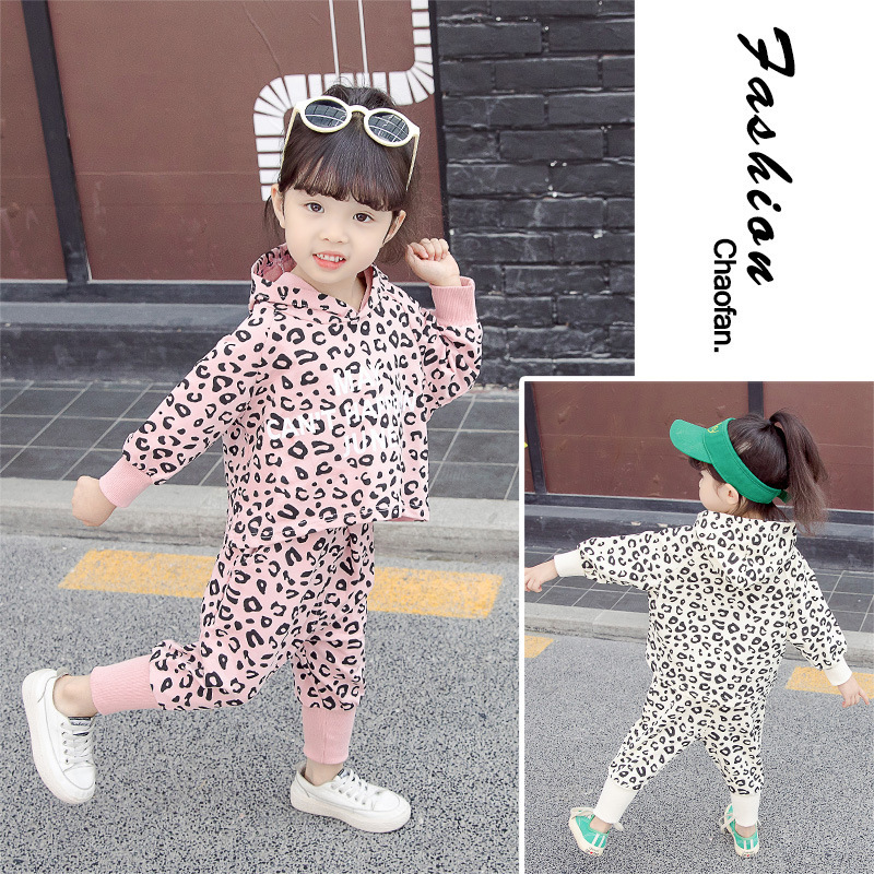 0 To 6 Years Baby Girls Hooded Cute Boutique Tracksuit Spring Autumn Fashion Leopard Print Long Sleeve Halloween Two Piece SetsX1019