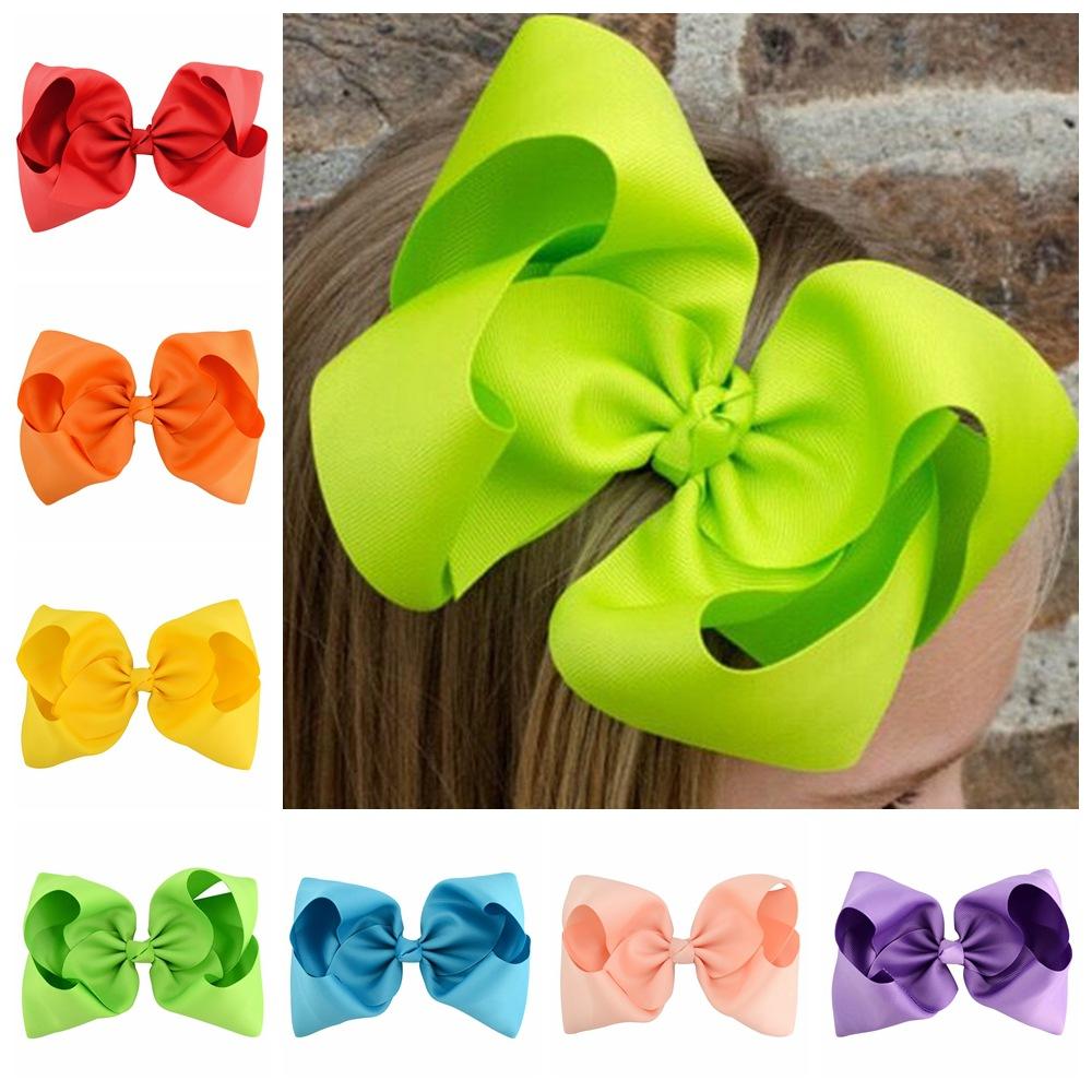 2022 new Kids Girls 8 Inch Large Hairbows Hair Clips Barrettes Grosgrain Ribbon Bow Hairpins Children Headdress Beautiful HuiLin