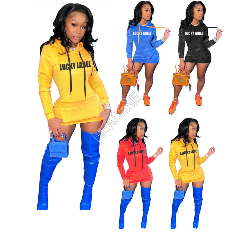 Women Hoodies Dress Hooded Sweaters LUCKY LABEL Letters Print Autumn Dresses Outdoor Casual Long Sleeve Overall Dresses with Pockets D102605, White
Women Hoodies Dress Hooded Sweaters LUCKY LABEL Letters Print Autumn Dresses Outdoor Casual Long Sleeve Overall Dresses with Pockets D102605, White