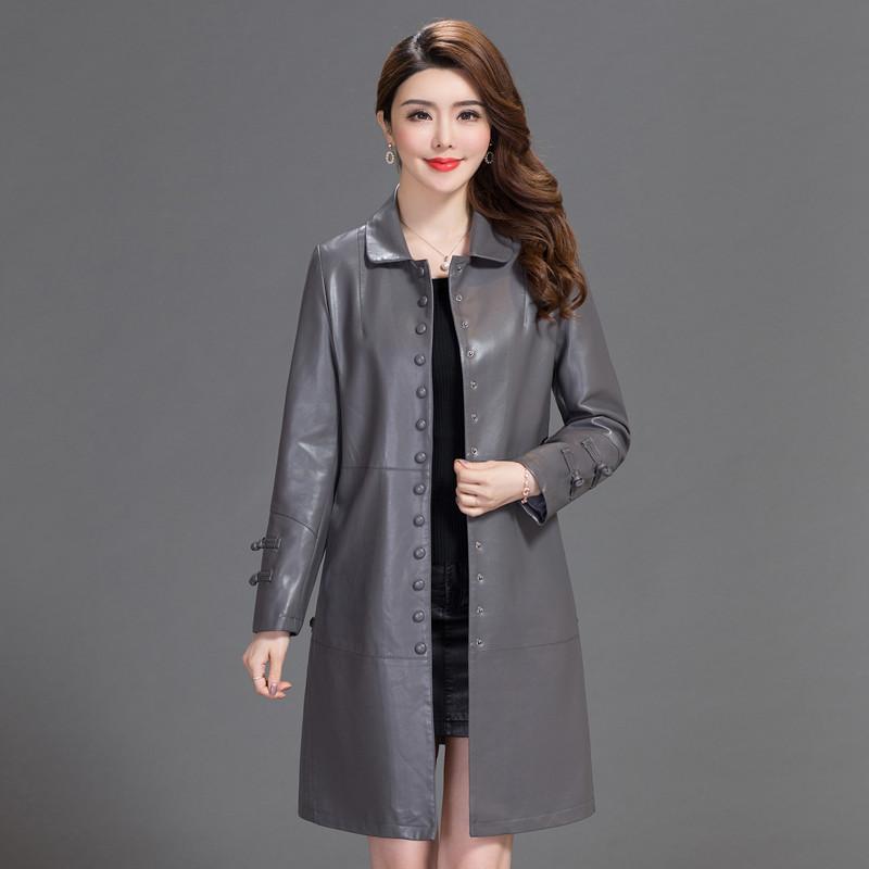 Women Elegant Comfortable PU Faux Leather Long Jacket New Ladies Retro Leather Trench Floral Printed Coats Female Slim Outerwear, Brown 
Women Elegant Comfortable PU Faux Leather Long Jacket New Ladies Retro Leather Trench Floral Printed Coats Female Slim Outerwear, Brown